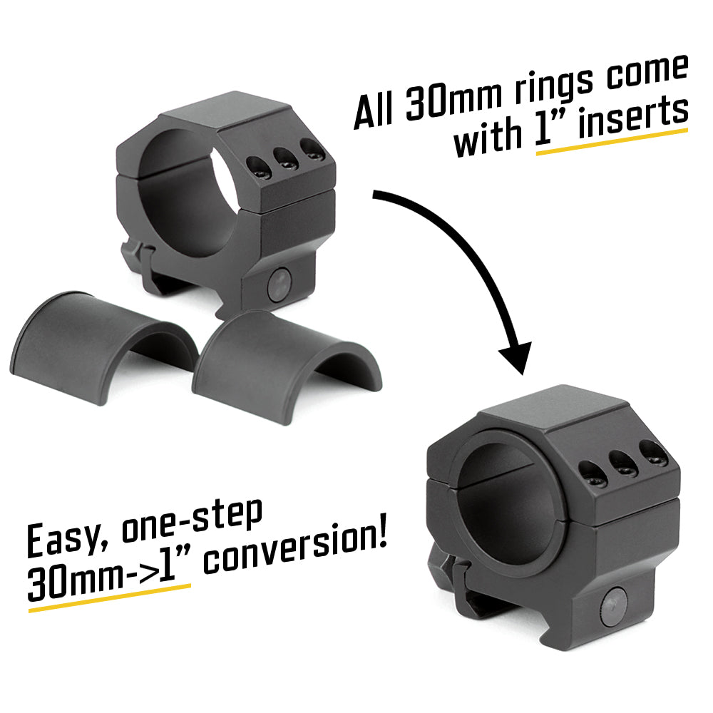 SWFA SS-Tac 30mm Low Rings with 1" Inserts
