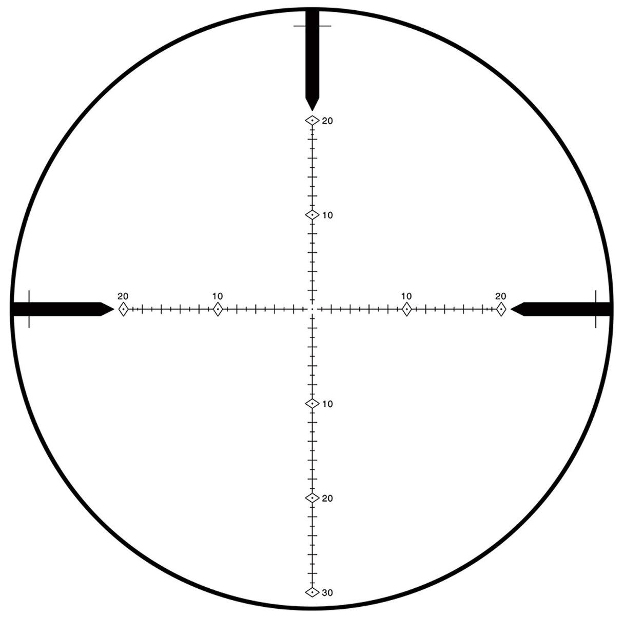 SWFA 20x42 SS - MOA-Quad Reticle, 30mm, .25 MOA Clicks, Rear Focus